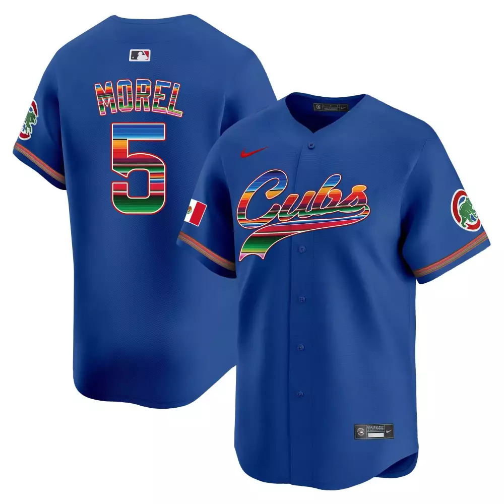 Christopher Morel 5 Cubs Jersey Royal Blue Men Split Custom Design Green Red Yellow