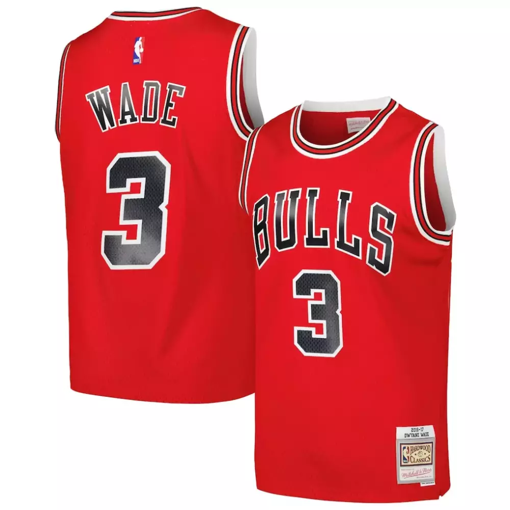 Dwyane Wade 3 Bulls Jersey Red Men Official White Black Hardwood Classics Swingman