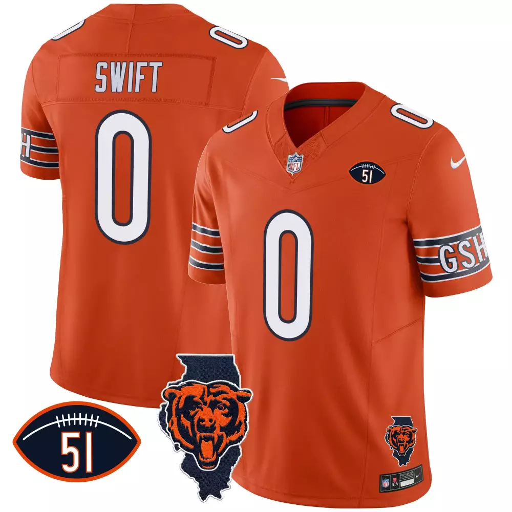 D'andre Swift Chicago Bears Jersey Orange Illinois State Men Game Navy Blue White