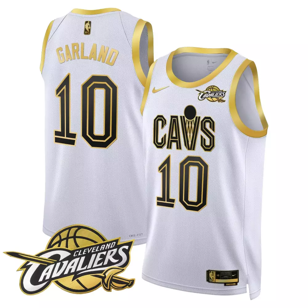 Darius Garland 10 Jersey White Cleveland Cavaliers Men Gold Black Swingman v2 All