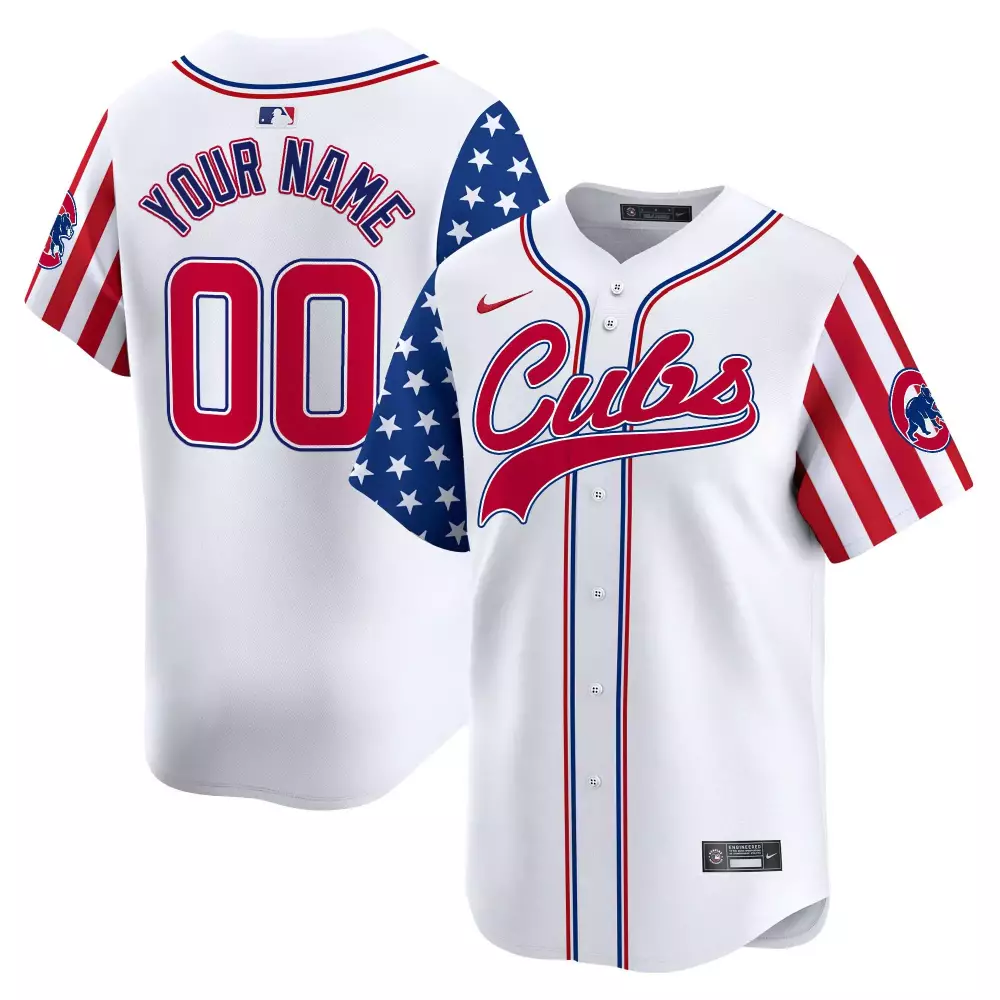 Custom Cubs Jersey White Men Split Design Red Blue Vapor Premier Limited v2 All Stitched