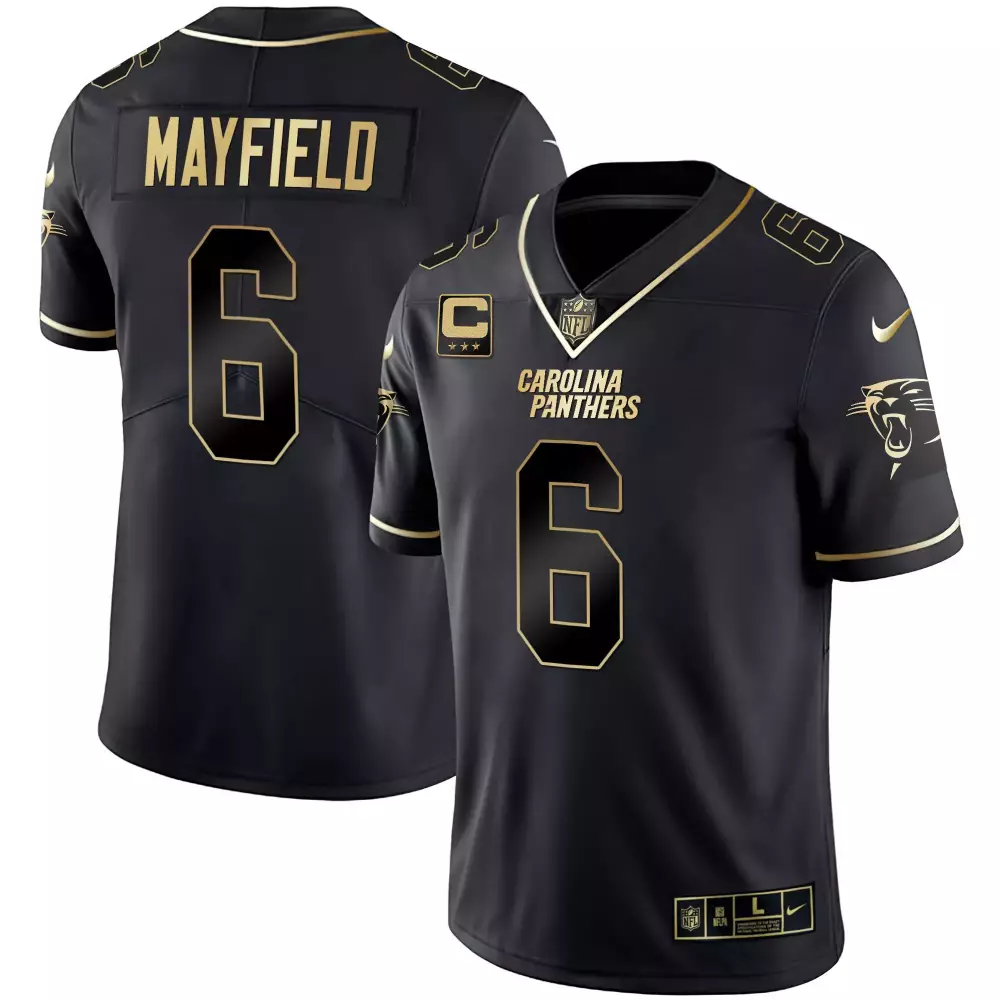 Baker Mayfield 6 Jersey Black Carolina Panthers Men Gold All Stitched Vapor