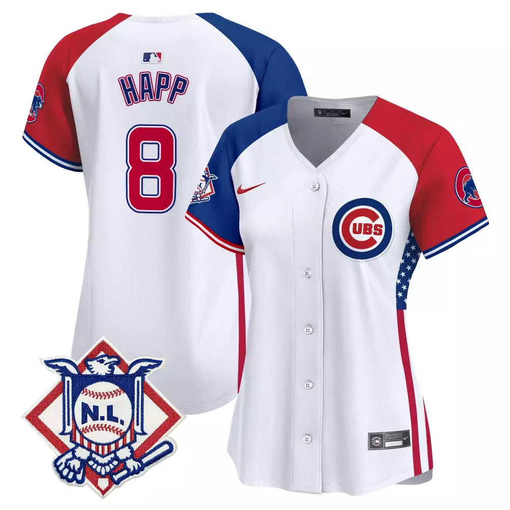 Ian Happ 8 Cubs Jersey White Stars And Stripes National League Women Split Design