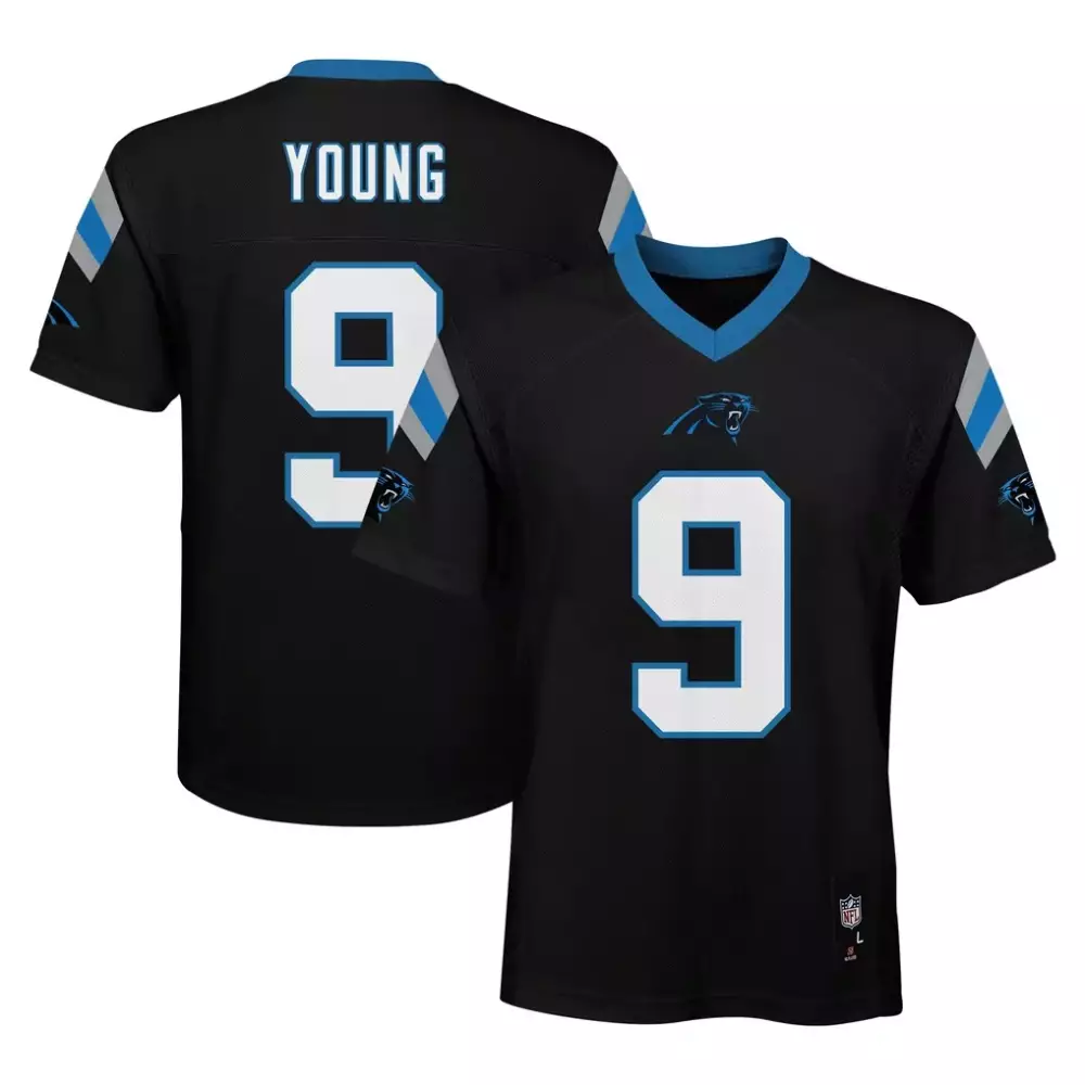 Bryce Young 9 Carolina Panthers Jersey Black Men Replica Blue Silver