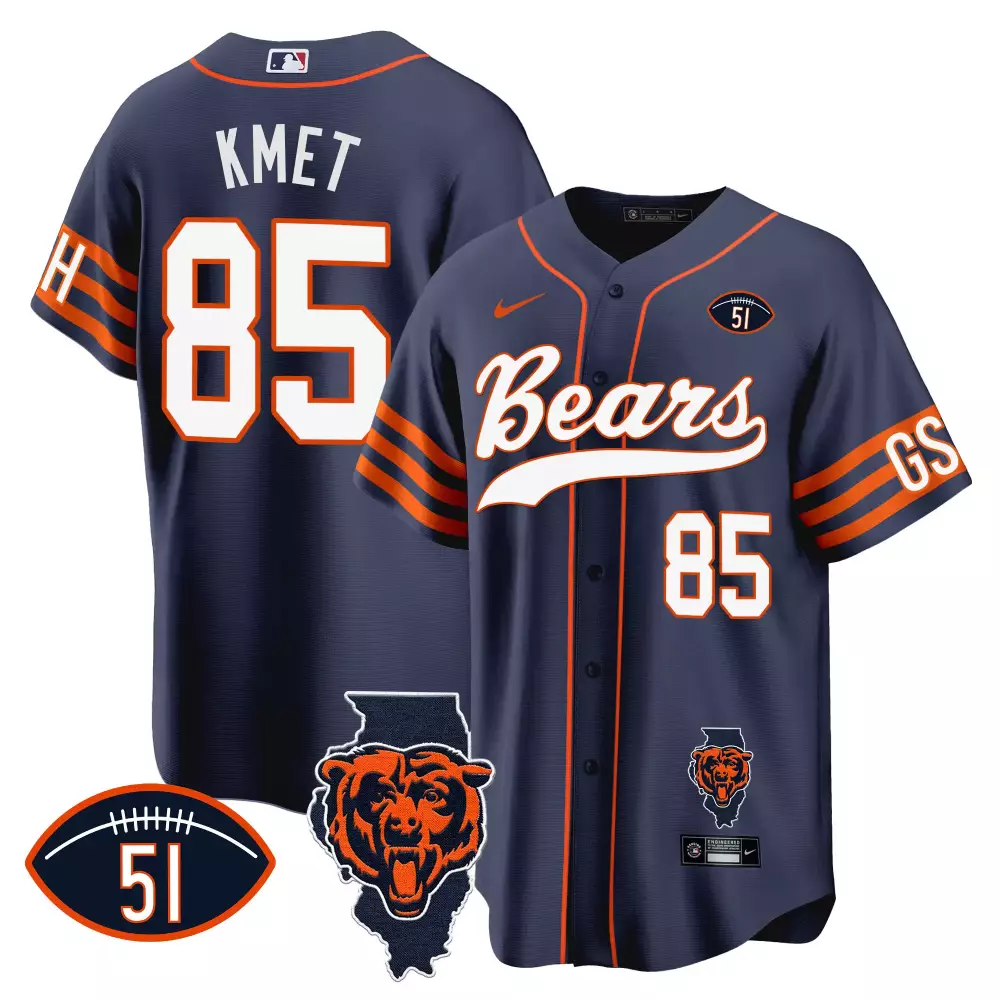 Cole Kmet 85 Bears Jersey Navy City Connect Men Orange White All Stitched