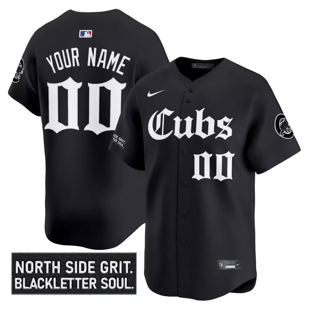 Custom Cubs Jersey Black White