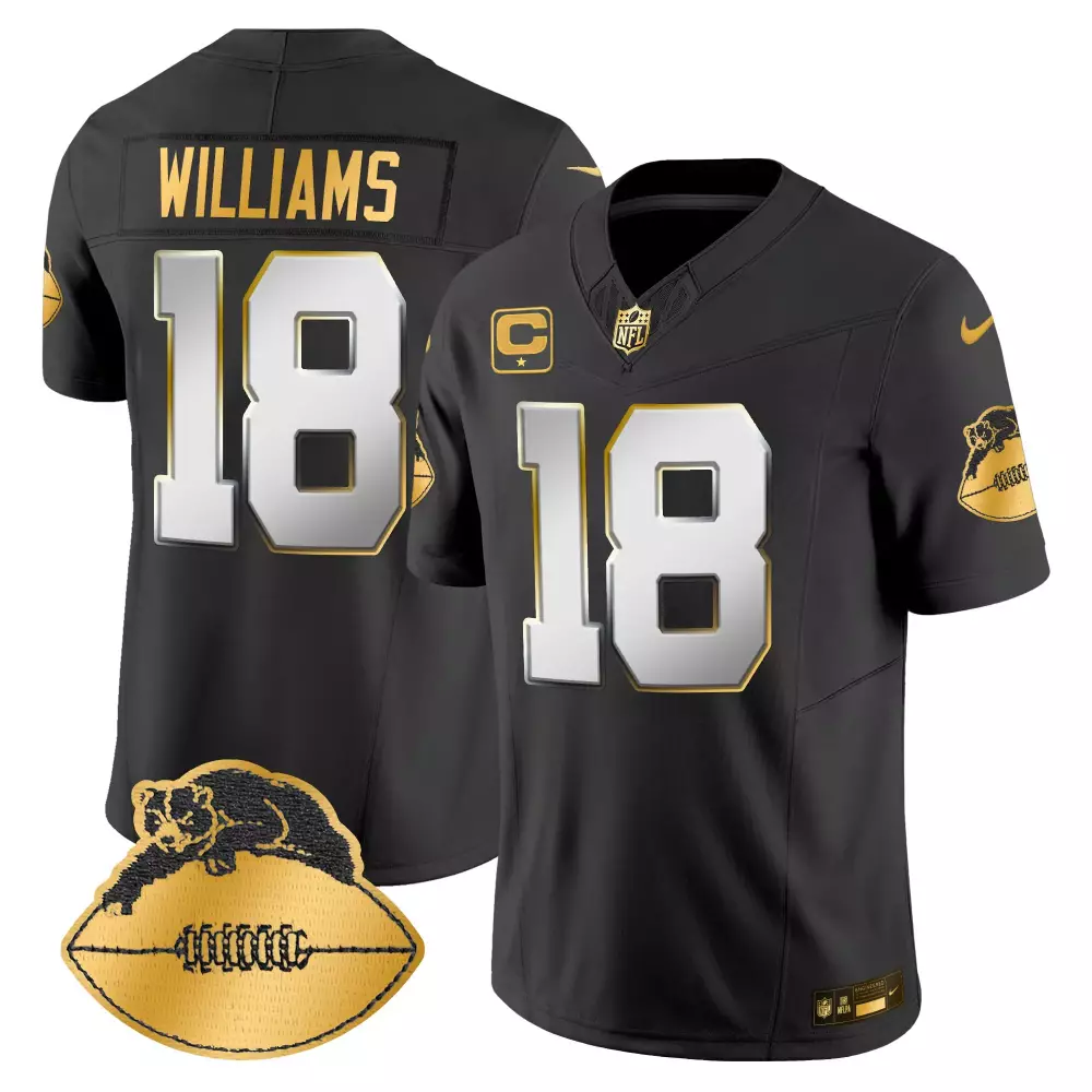 Caleb Williams 18 Panthers Jersey Black Panther Captain Football Men Player Gold
