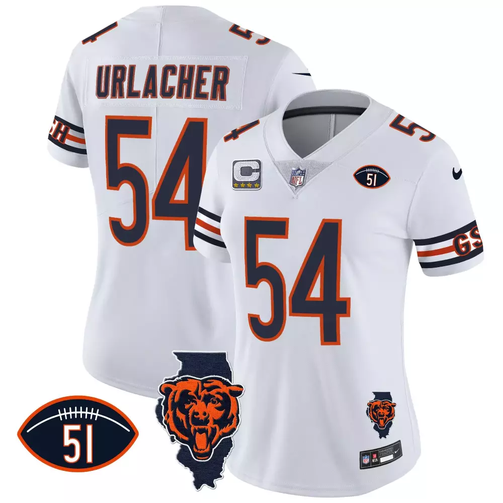 Brian Urlacher 54 Chicago Bears Jersey White Men Navy Blue Orange Vapor All Stitched