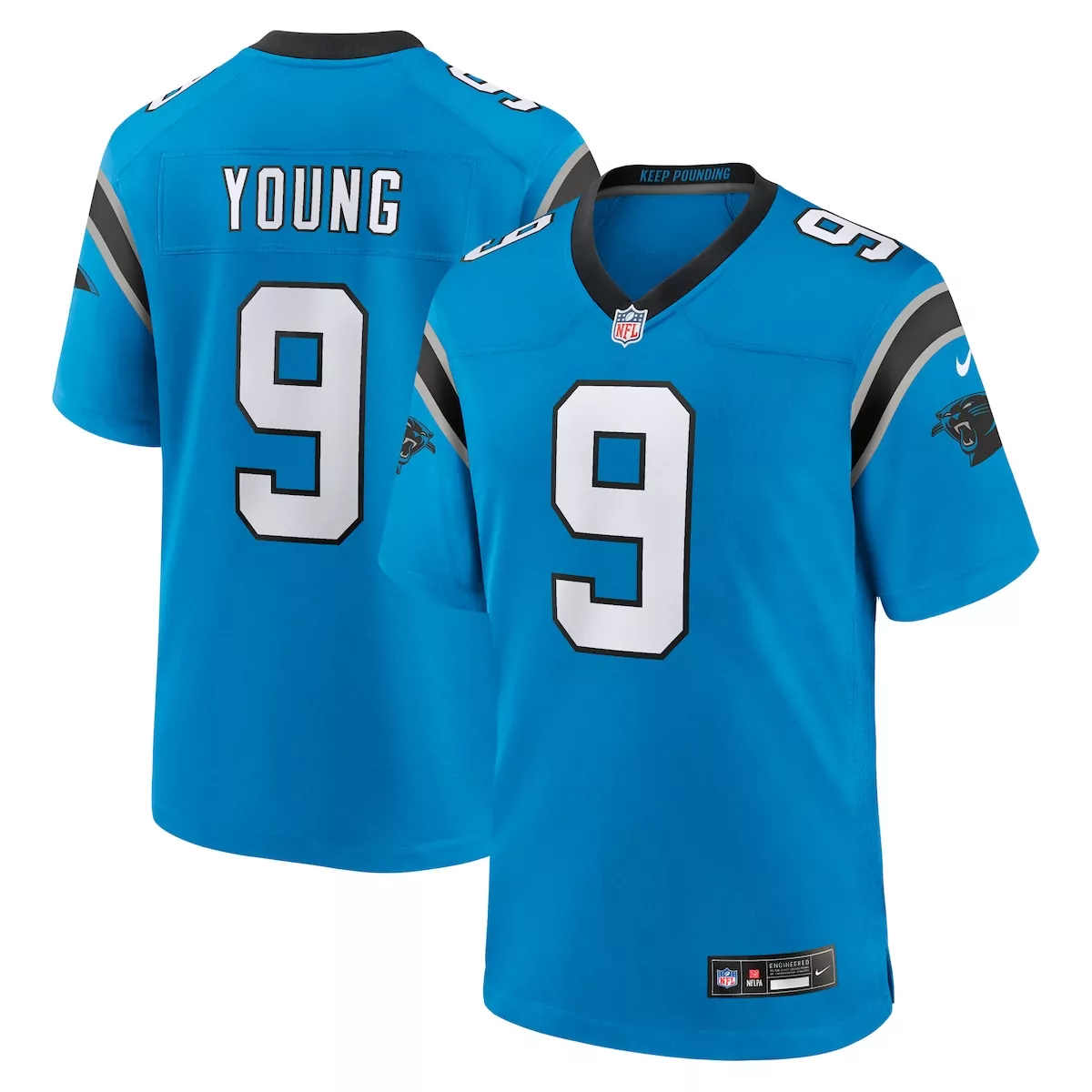 Bryce Young 9 Carolina Panthers Jersey Blue Men Standard Black White Alternate Game