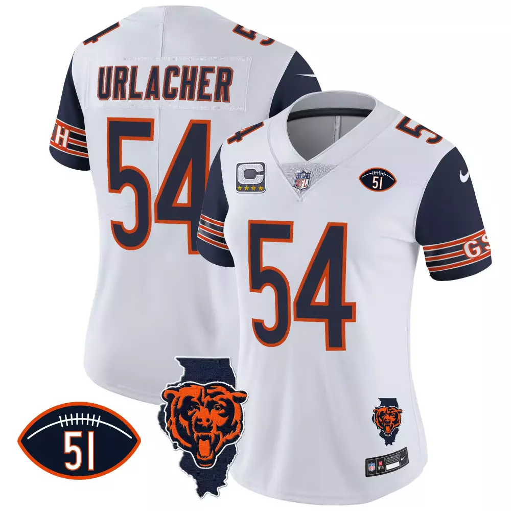 Brian Urlacher 54 Chicago Bears Jersey White Men Standard Navy Blue Orange All Stitched