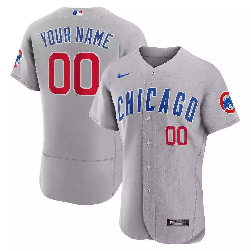 Custom Chicago Cubs Jersey Grey Blue Red All Stitched Vapor