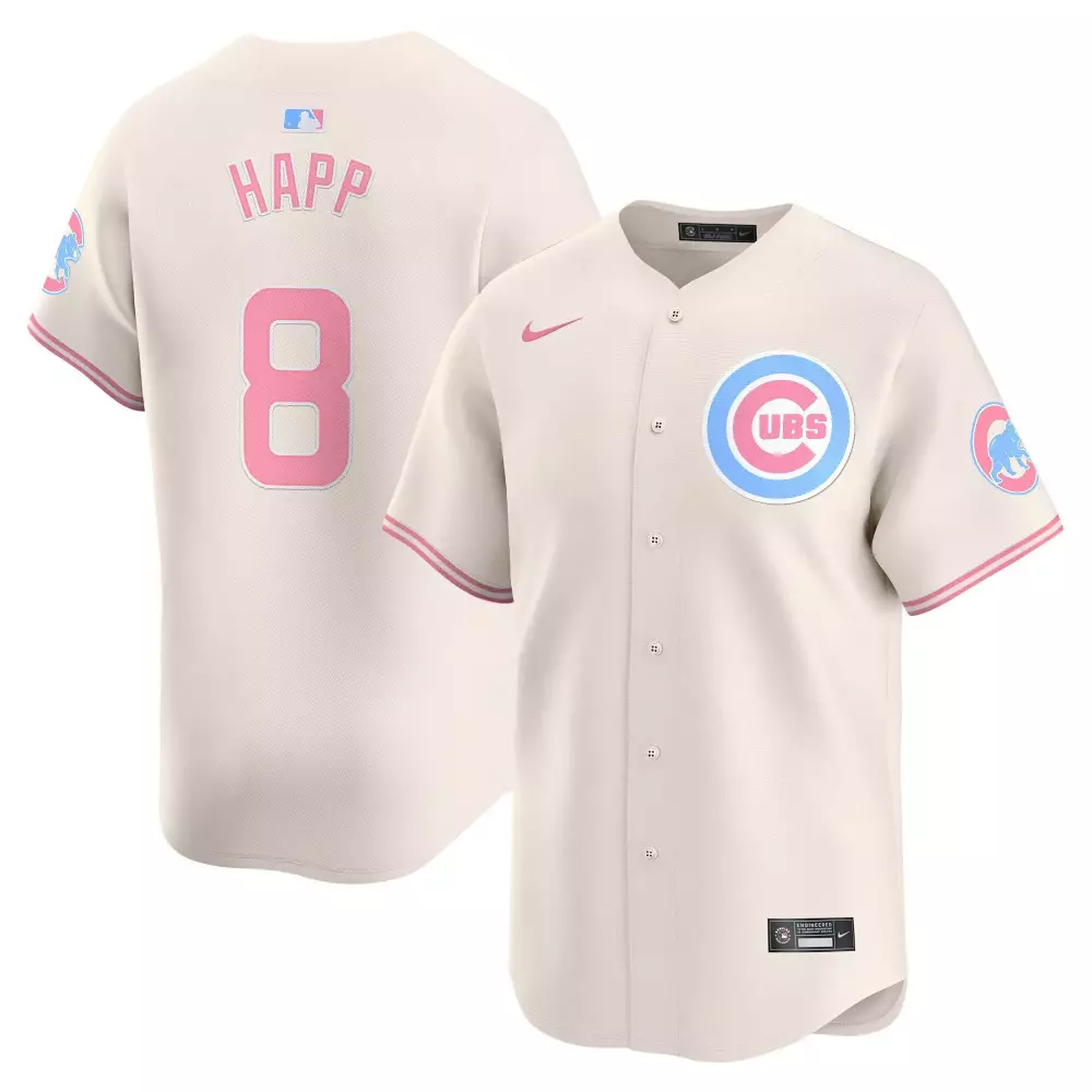 Ian Happ 8 Cubs Jersey Cream Men Pink Light Blue Unisex Vapor Premier Limited All