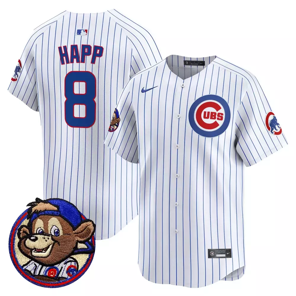 Ian Happ 8 Cubs Jersey White Mascot Men Blue Red Vapor Stitched Embroidered