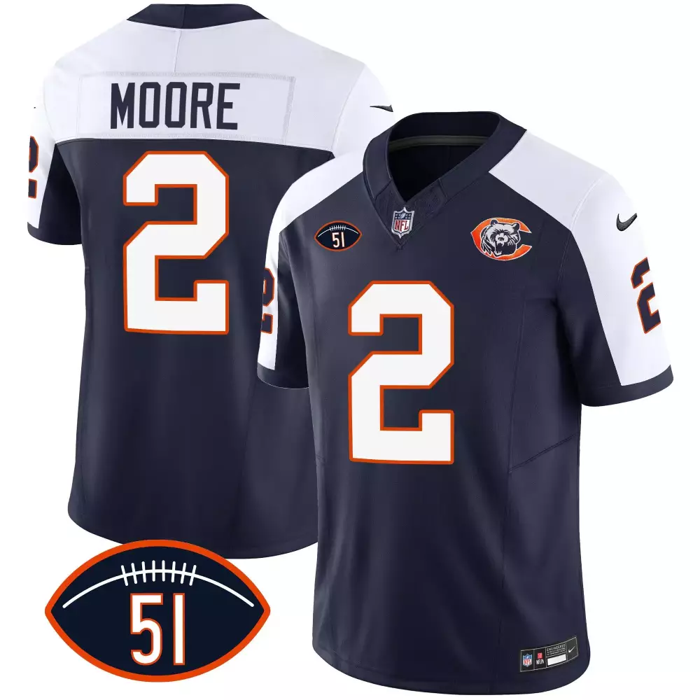 Dj Moore 2 Chicago Bears Jersey Navy Men Game White Orange Alternate Throwback All