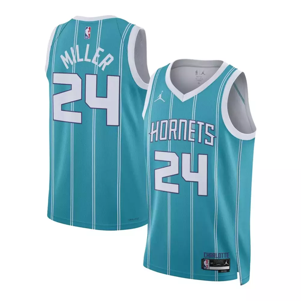Brandon Miller 24 Hornets Jersey Teal Men Replica White Unisex Swingman Icon