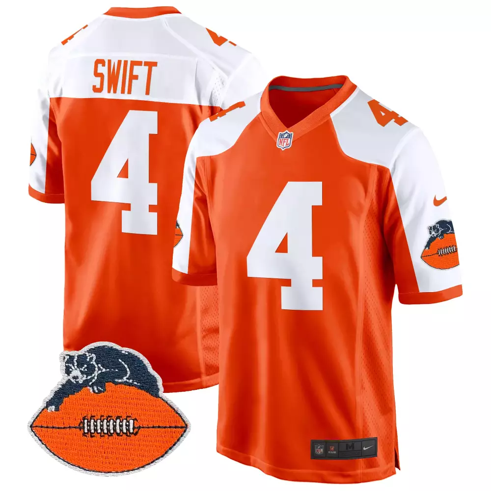 D'andre Swift 4 Chicago Bears Jersey Orange Football Men White Alternate Throwback