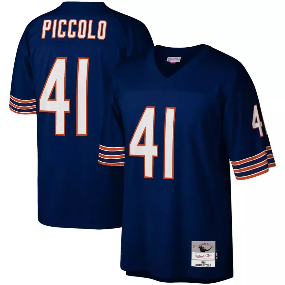 Brian Piccolo 41 Chicago Bears Jersey Navy Blue Mitchell Ness 1969 Men Orange White