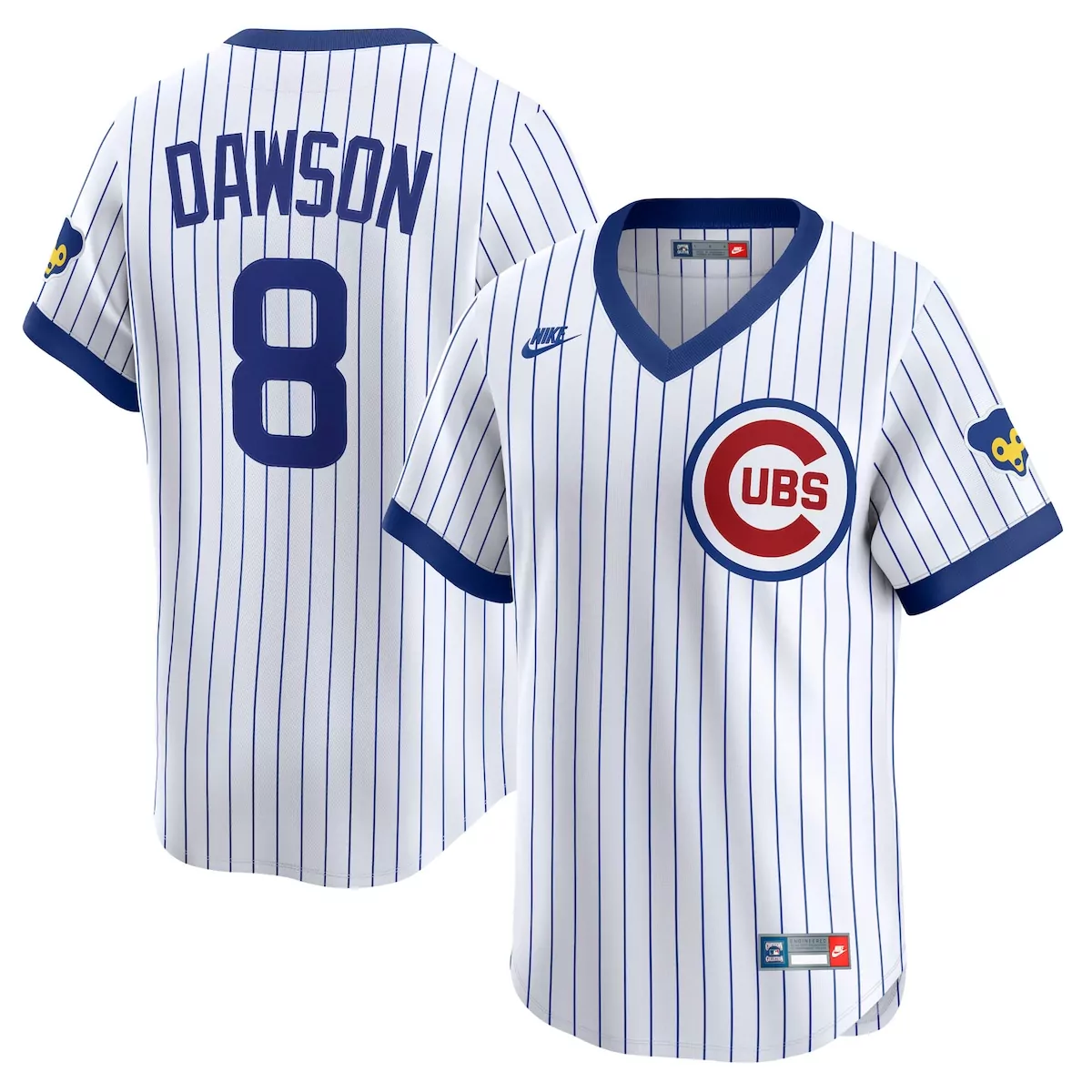 Andre Dawson 8 Cubs Jersey White Men Blue Throwback Cooperstown Collection Limited