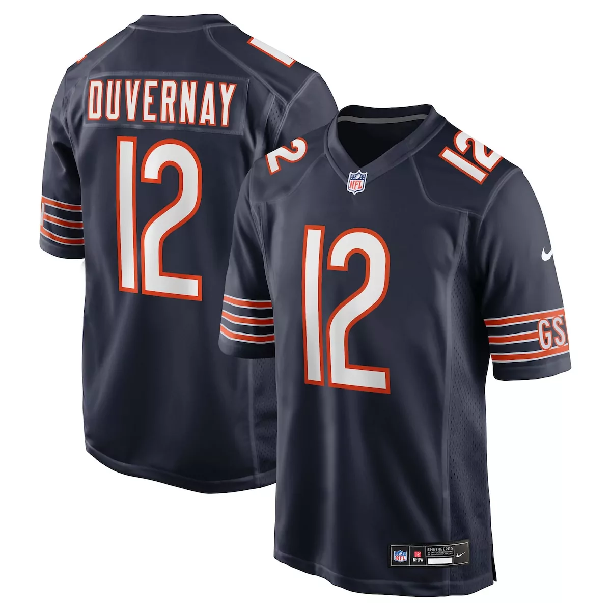 Devin Duvernay 12 Chicago Bears Jersey Navy Men Game Orange White