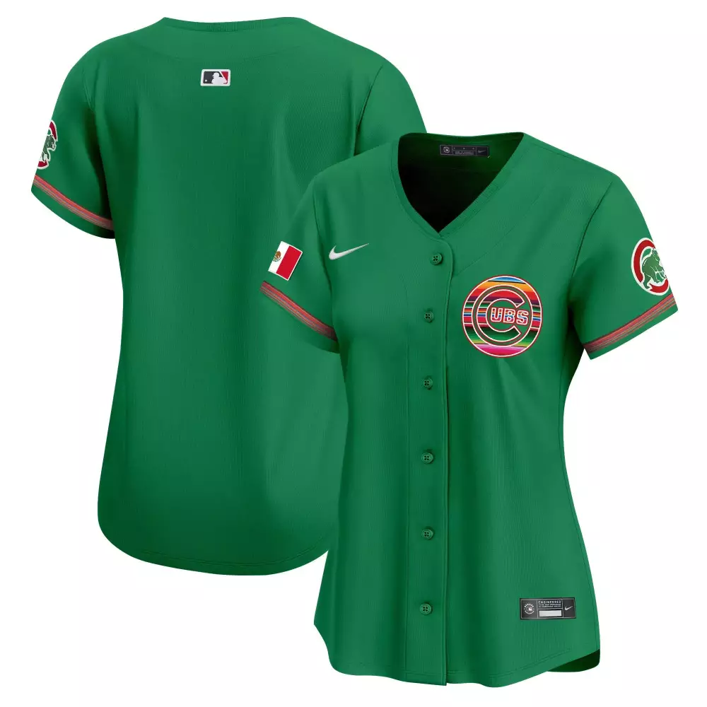 Chicago Cubs Jersey Green Mexico City Series Flag 2023 Women Alternate Split Design