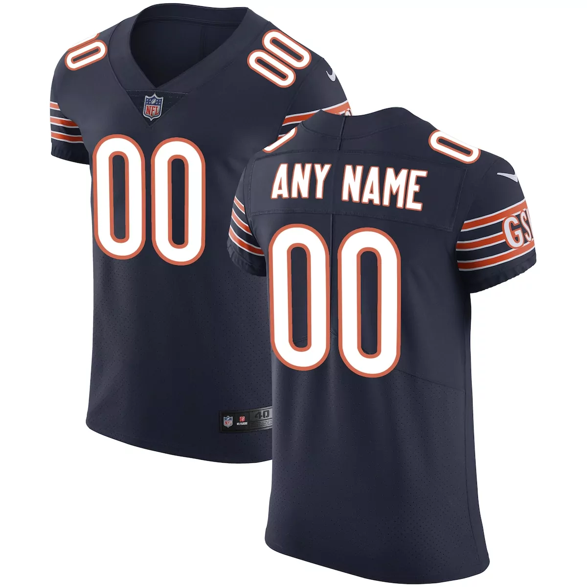 Chicago Bears Jersey Navy Men NFL Orange White Vapor Custom Elite