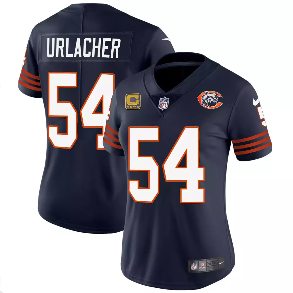 Brian Urlacher 54 Chicago Bears Jersey Navy Blue Men NFL Orange White Throwback Vapor