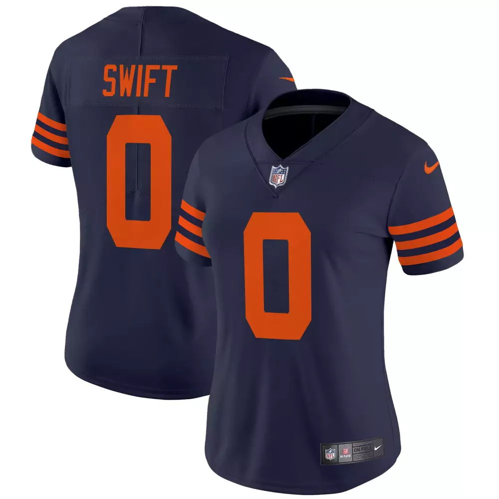 D'andre Swift Chicago Bears Jersey Navy Men Player Orange Throwback Vapor Limited