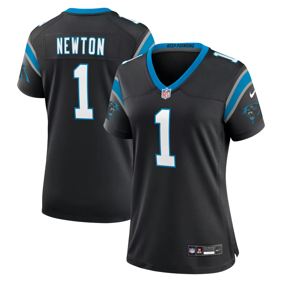 Cam Newton 1 Carolina Panthers Jersey Black Men Blue Gray Retired Game