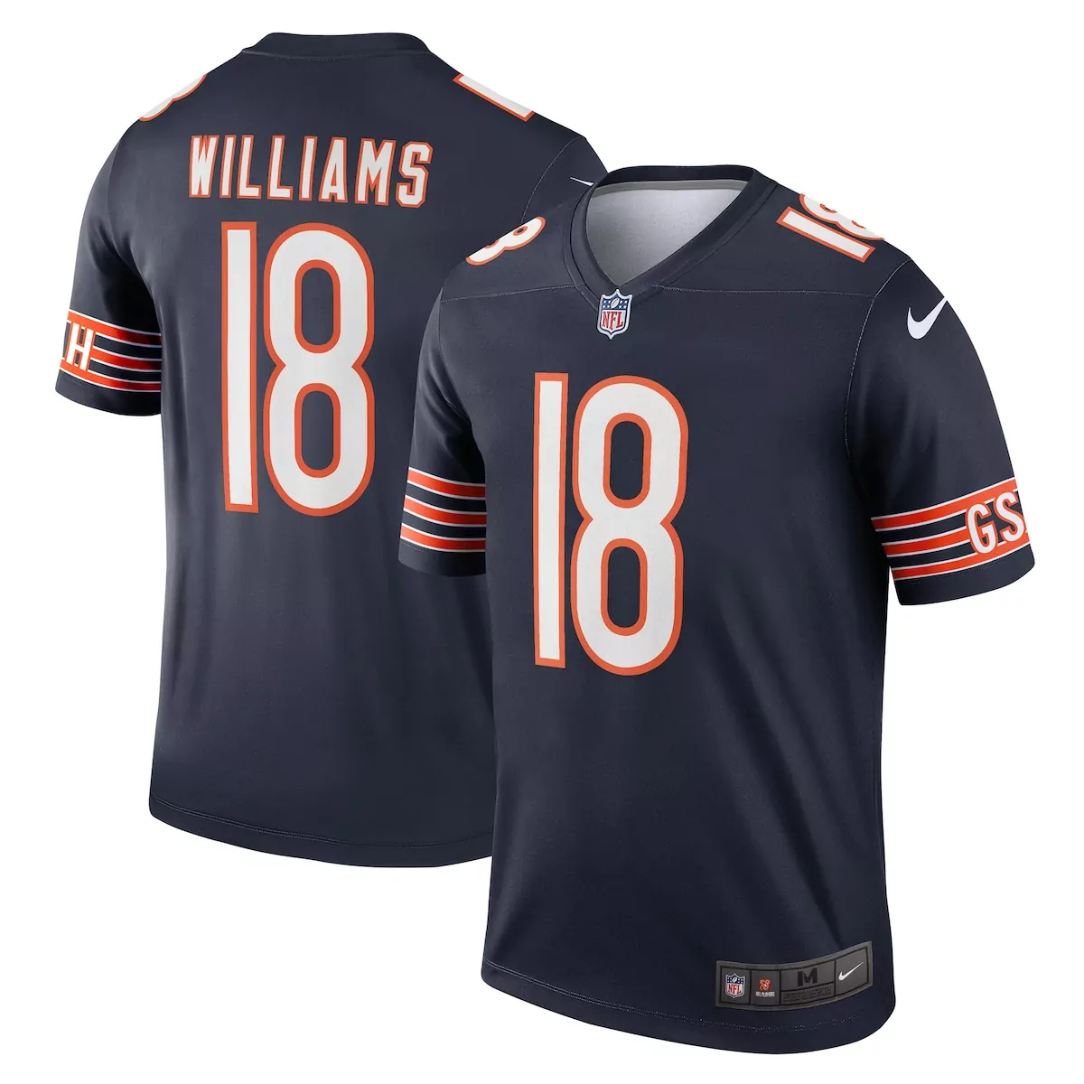 Caleb Williams 18 Chicago Bears Jersey Navy Men Replica Orange White