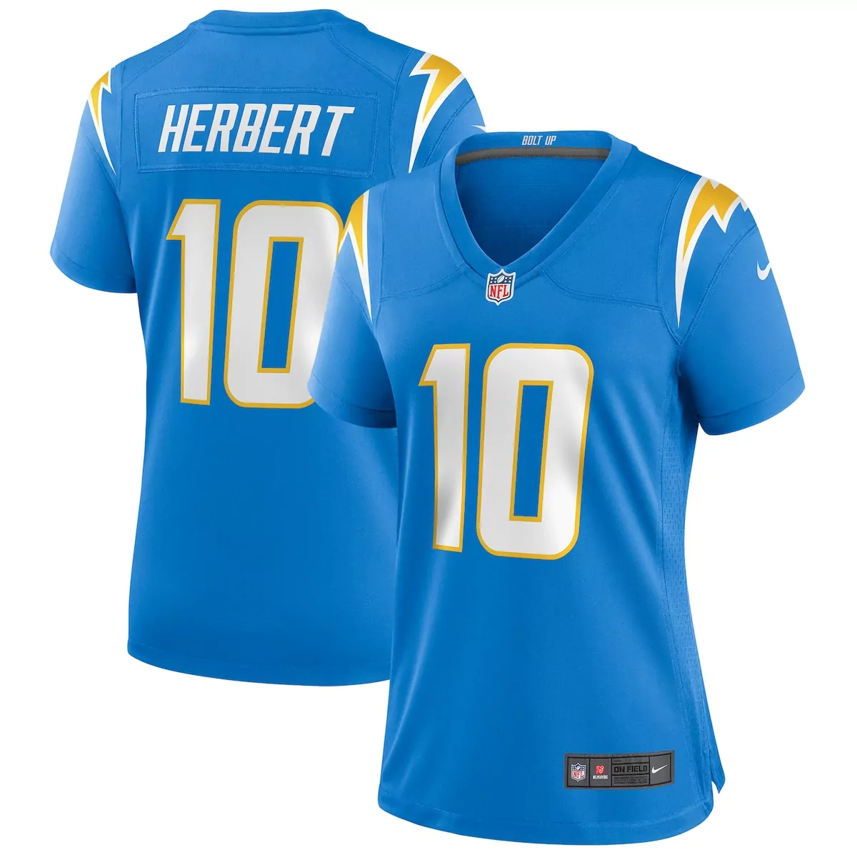 Justin Herbert 10 Jersey Blue Los Angeles Chargers Women Authentic Yellow White Game