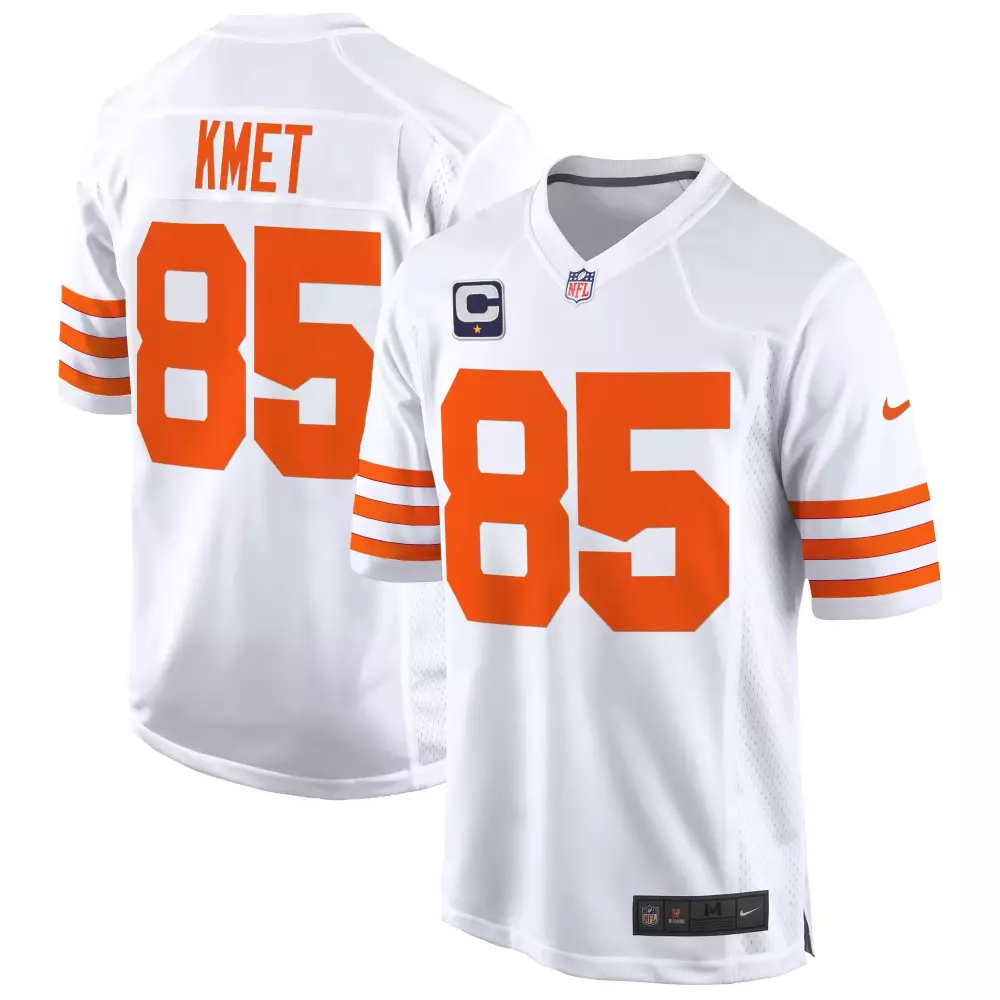 Cole Kmet 85 Chicago Bears Jersey White Men Player Orange Throwback Game All Stitched