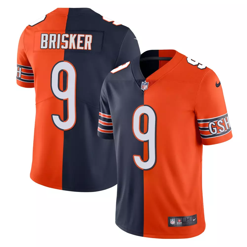 Jaquan Brisker 9 Chicago Bears Jersey Orange Men Split Navy Blue All Stitched