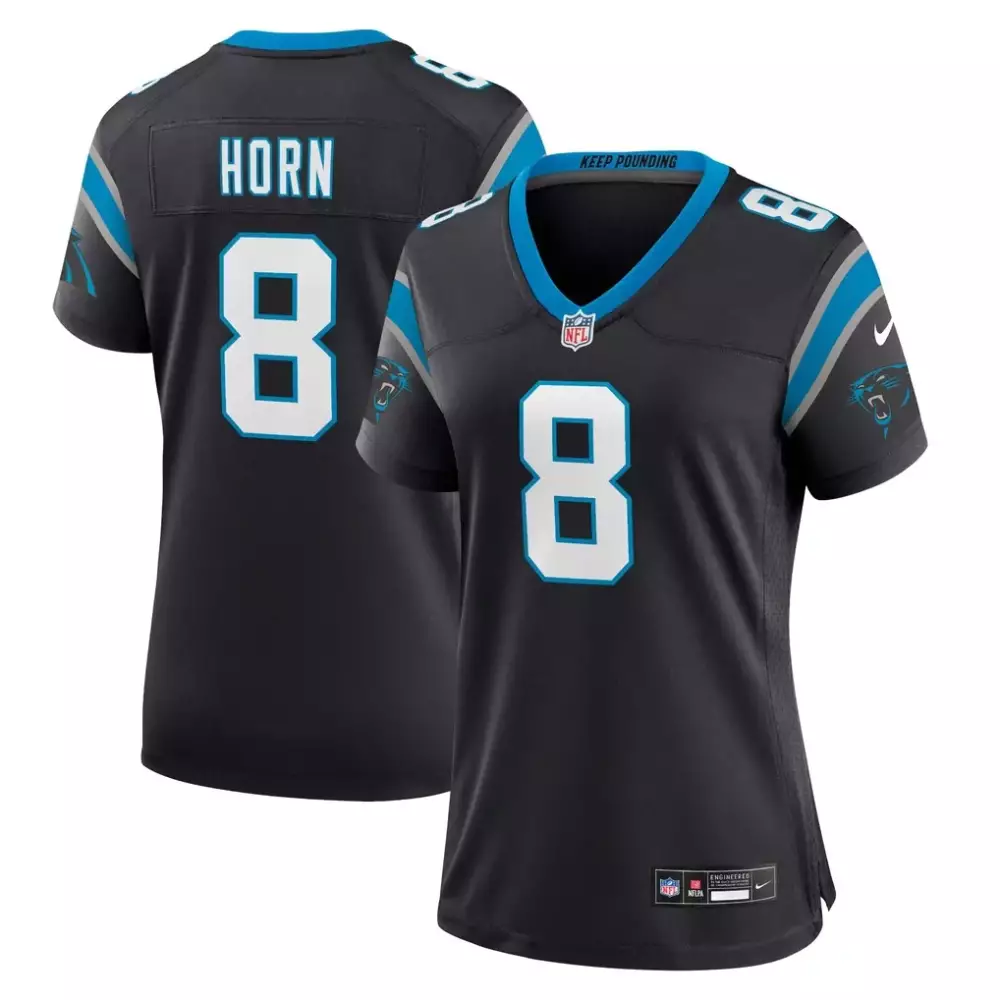 Jaycee Horn 8 Carolina Panthers Jersey Black Women Player Blue Gray