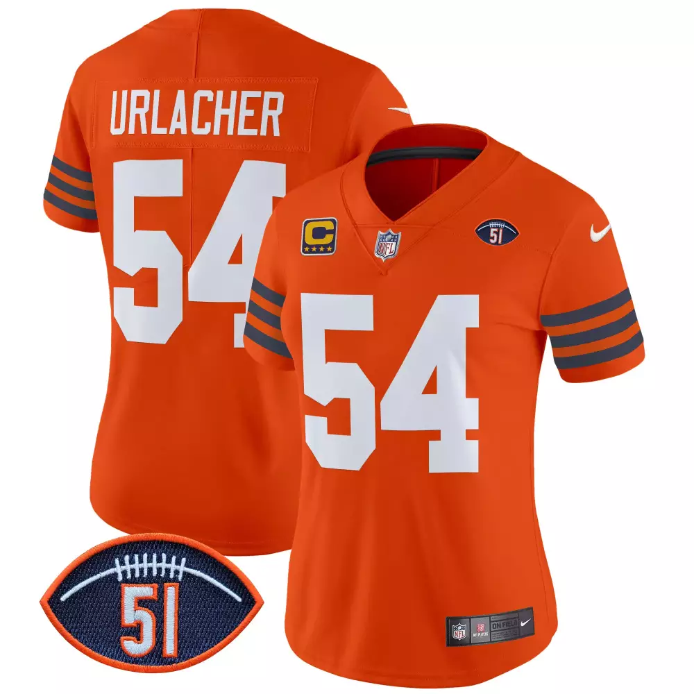 Brian Urlacher 54 Chicago Bears Jersey Orange Men Player Navy White Throwback Vapor
