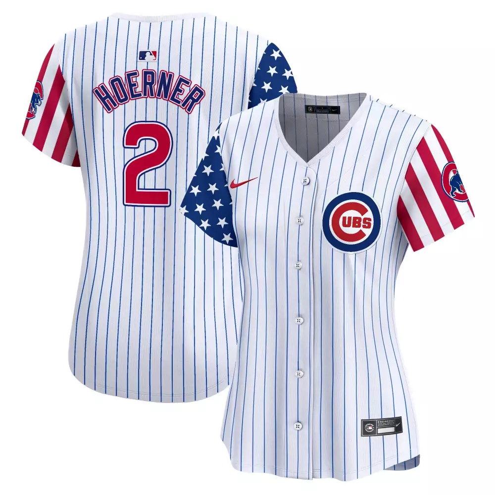 Hoerner Independence 2 Cubs Jersey White USA Flag Women Split Design Blue Red Vapor