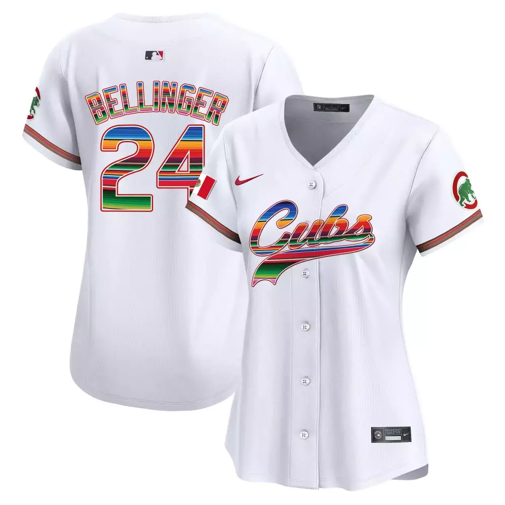 Cody Bellinger 24 Cubs Jersey White Men Split Custom Design Red Green Blue Orange