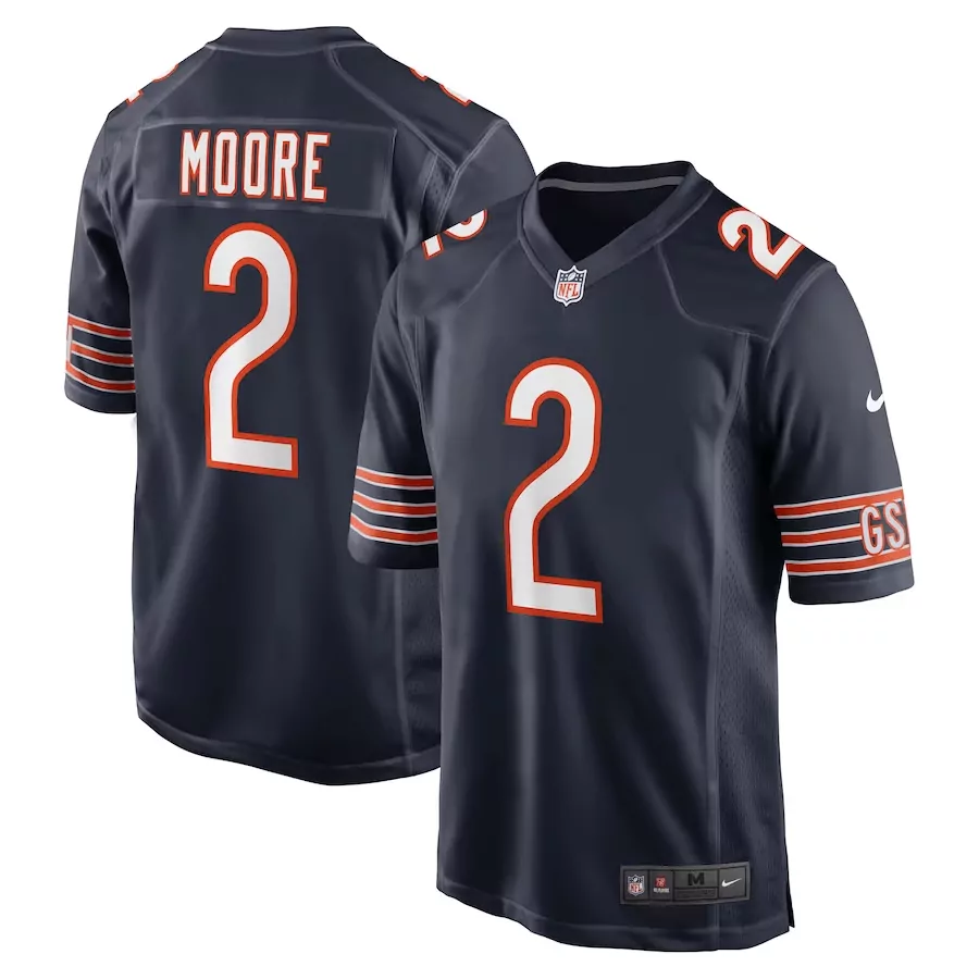 Moore 2 Chicago Bears Jersey Navy Blue Men Orange White All Stitched Vapor