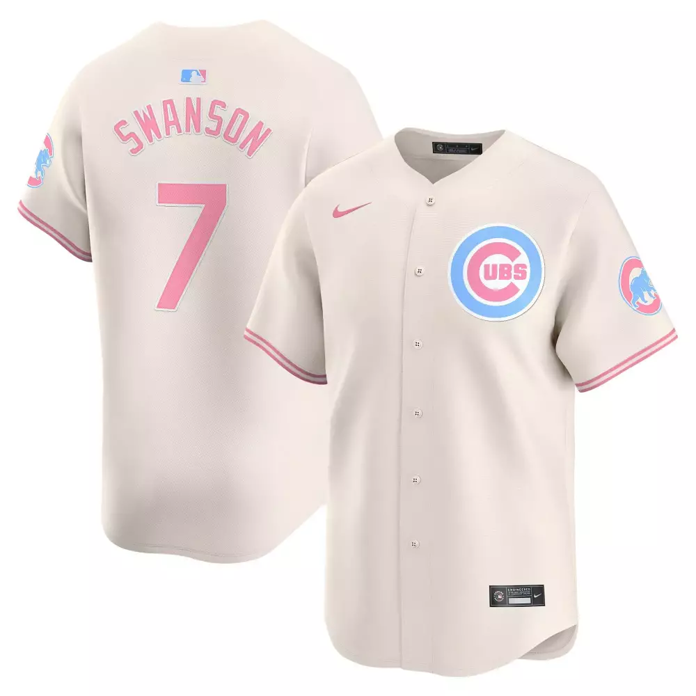 Dansby Swanson 7 Cubs Jersey Cream City Connect Men Pink Light Blue Unisex Vapor