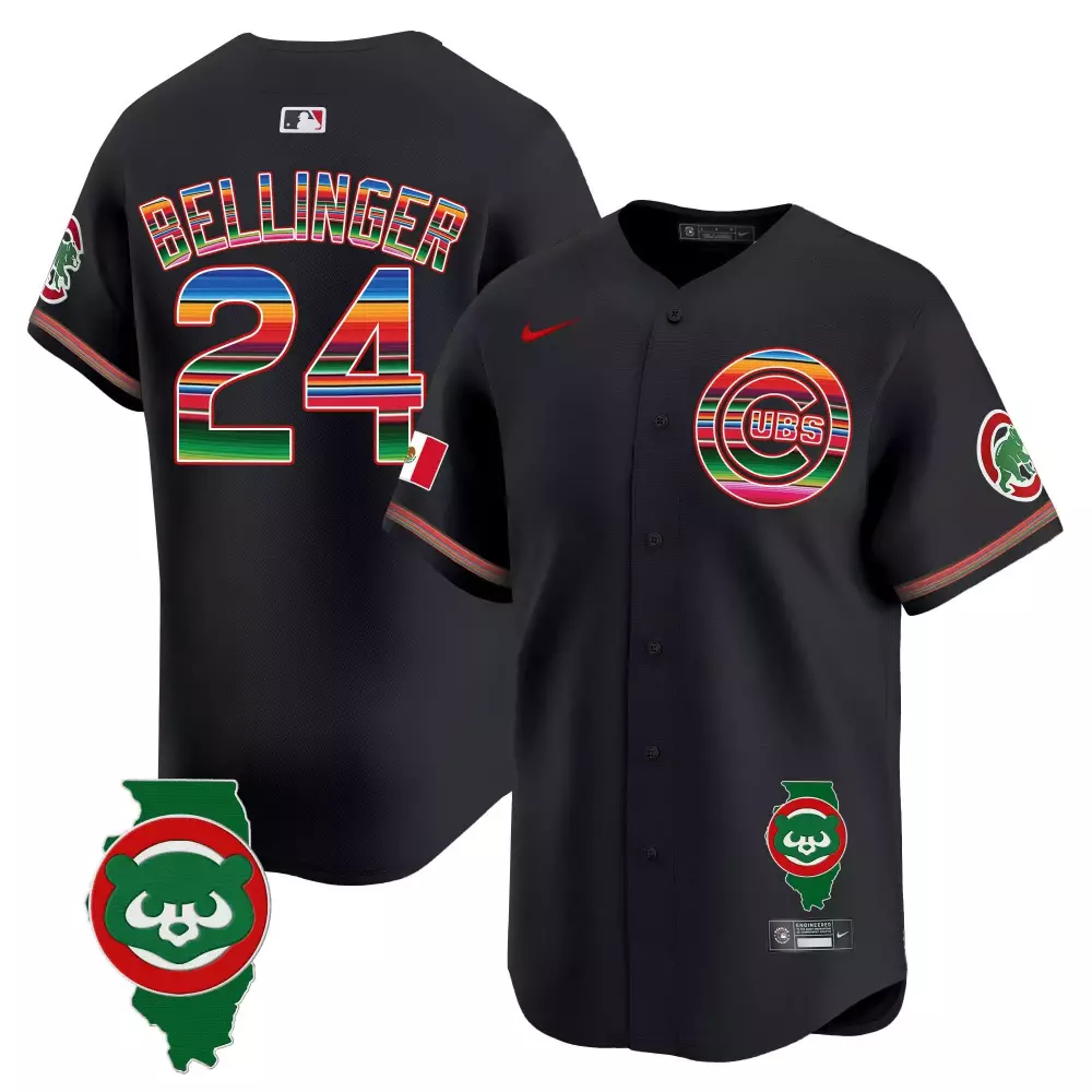Cody Bellinger 24 Cubs Jersey Black City Connect Mexico Flag Illinois State Men Split Design