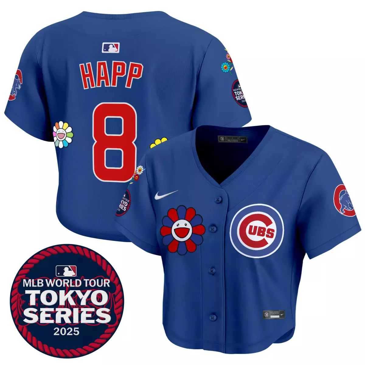 Happ Tokyo 8 Cubs Jersey Blue MLB World Tour Series 2025 Women Red White Stitched