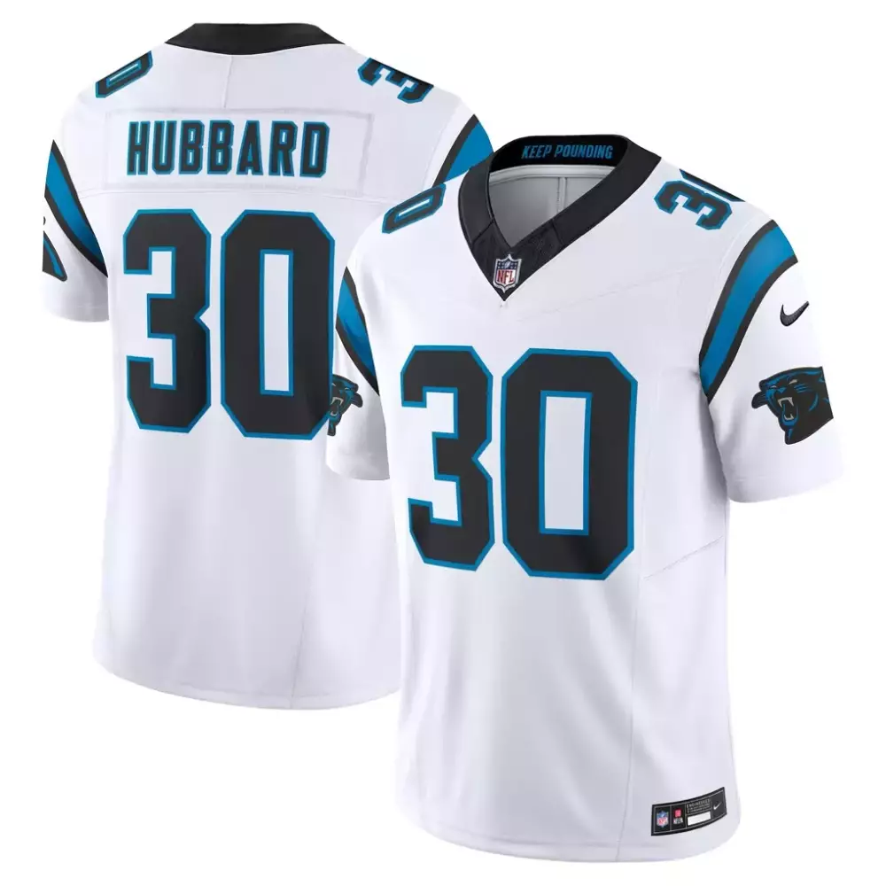 Chuba Hubbard 30 Jersey White Carolina Panthers Men Alternate Black Blue Vapor Limited
