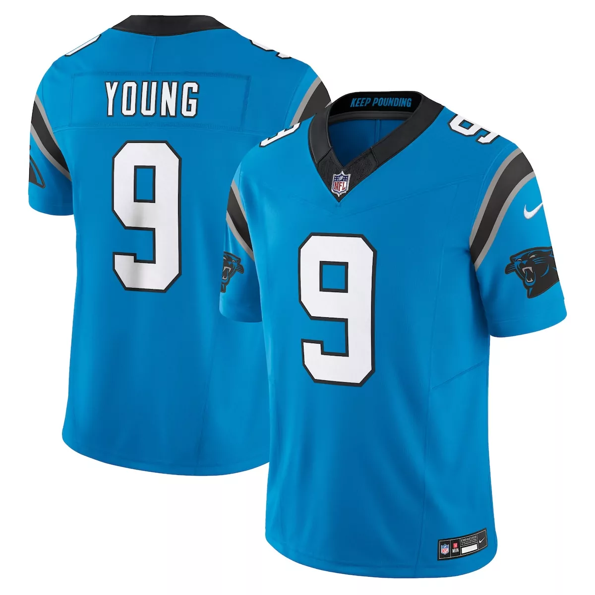 Bryce Young 9 Carolina Panthers Jersey Blue Men Black White Vapor Limited