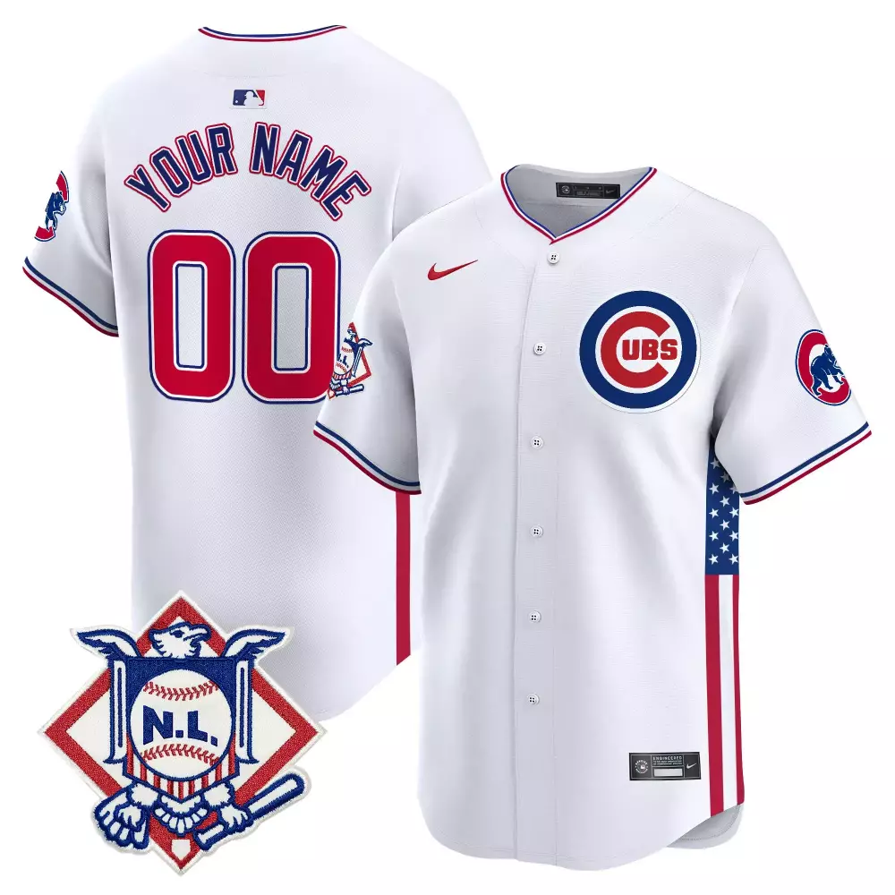 Custom Cubs Jersey White City Connect Nl Men Split Design Red Blue
