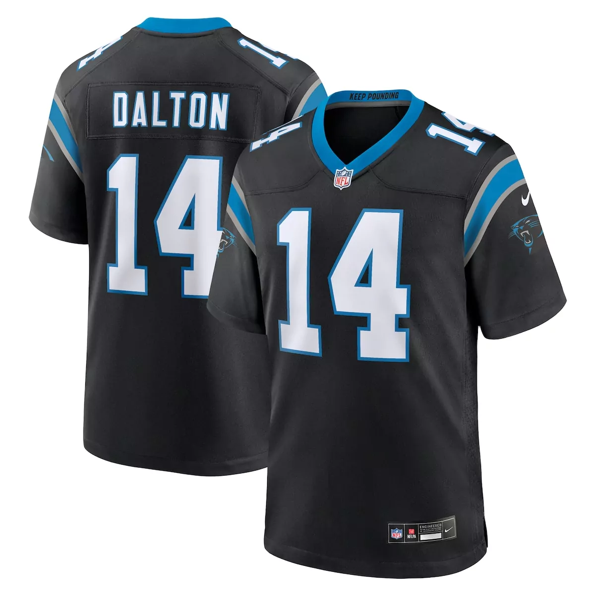 Andy Dalton 14 Carolina Panthers Jersey Black Men Standard Blue Light White Game