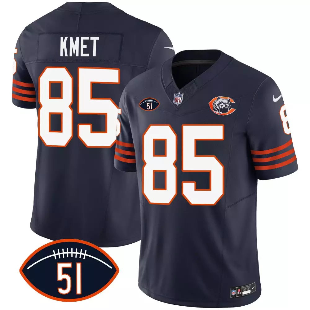 Cole Kmet 85 Chicago Bears Jersey Navy Men Orange White Throwback All Stitched