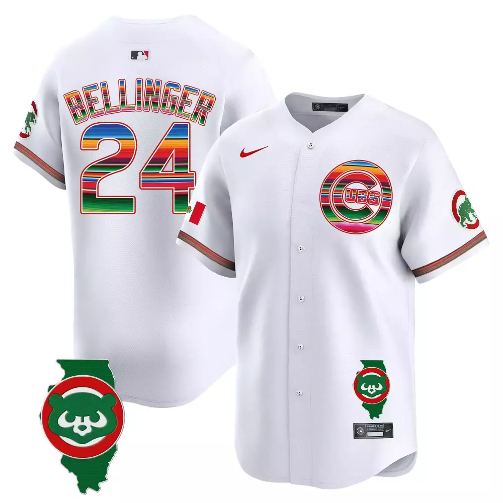 Cody Bellinger 24 Cubs Jersey White City Connect Mexico Flag Illinois State Outline 2023