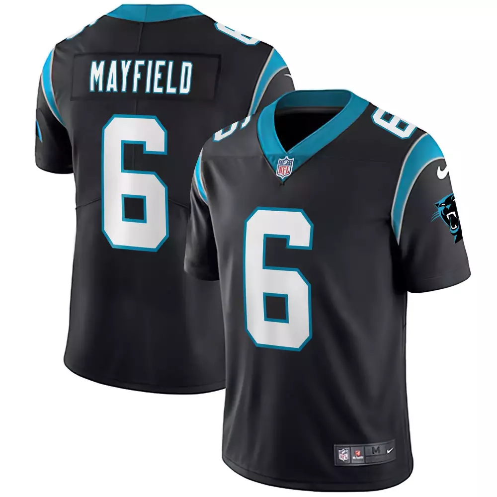 Baker Mayfield 6 Jersey Black Carolina Panthers Men Light Blue White All Stitched