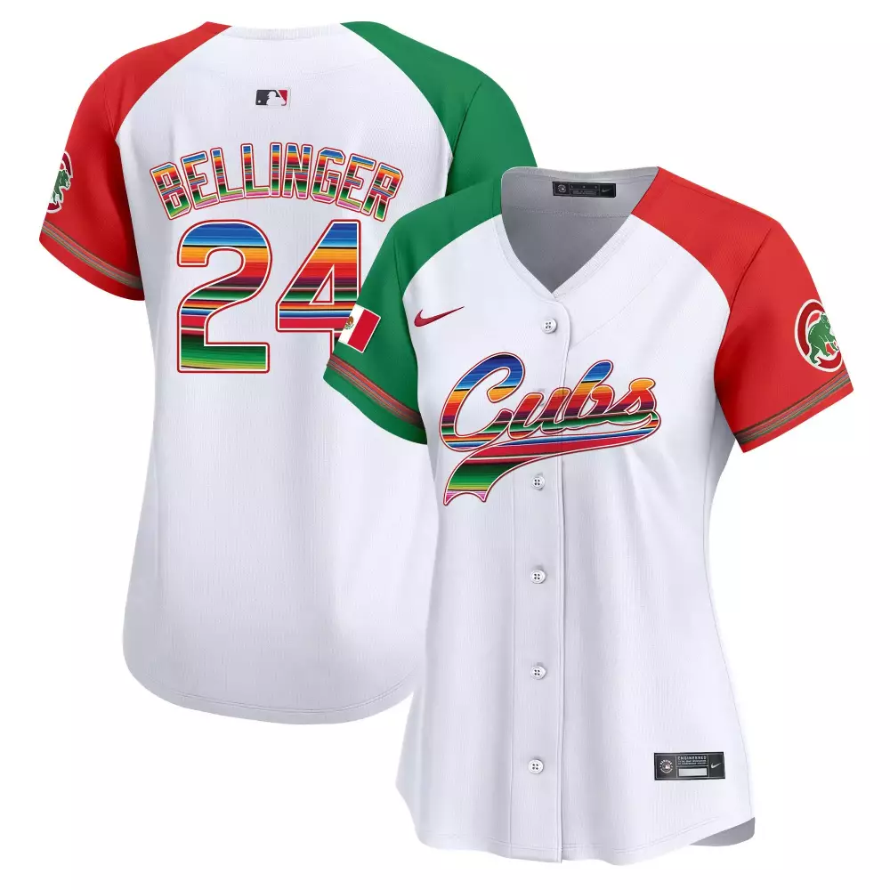 Cody Bellinger 24 Cubs Jersey White Men Split Custom Design Red Green Blue Yellow