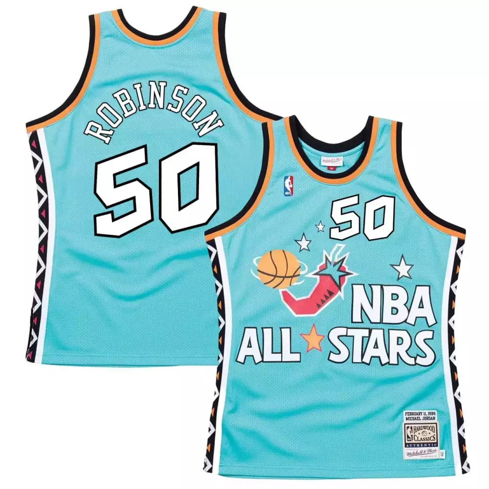David Robinson 50 NBA All Stars Jersey Aqua 1996 All-star Game Mitchell Ness Hardwood Classics