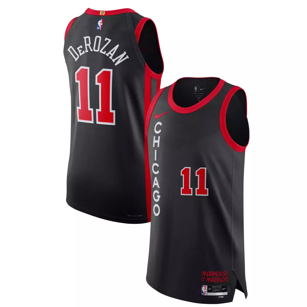 Demar Derozan 11 Chicago Bulls Jersey Black Madhouse On Madison Men Standard Red